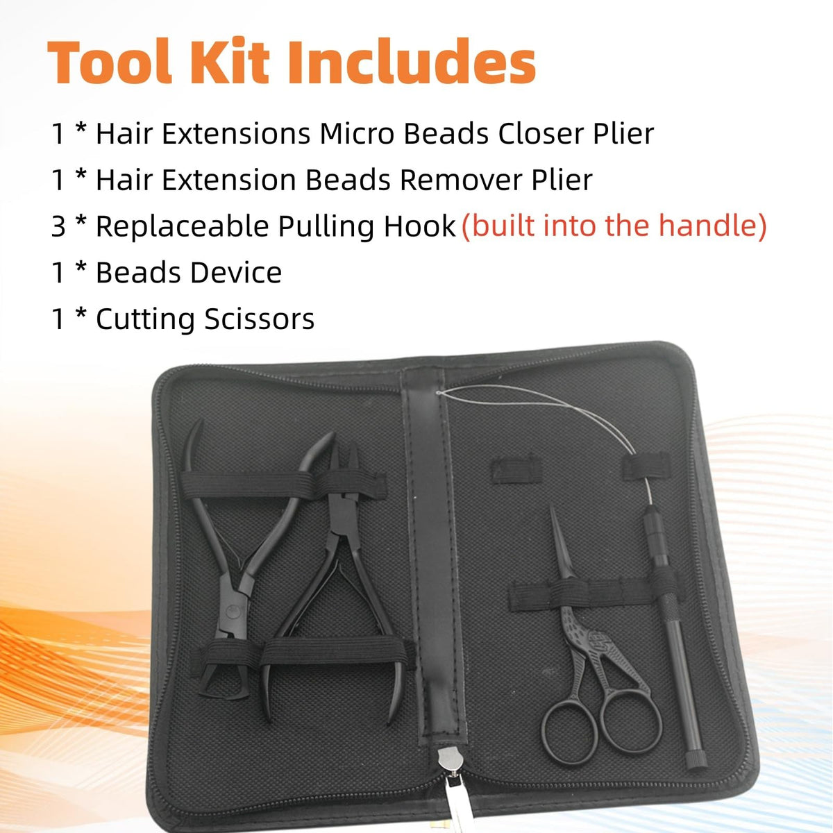 Hair Extension Beading Tool Kit - Micro Link Closer, Remover, Scissors