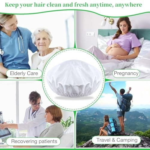 Waterless Shampoo Caps No Rinse Hair Washing Shower Caps - 12 Pack for Elderly & Caregiving