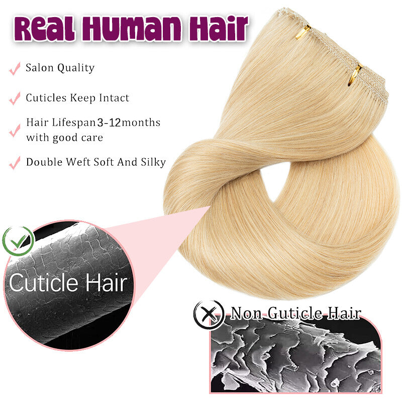Thick Double Weft Clip-In Hair Extensions 100% Human Remy Full Head 170g