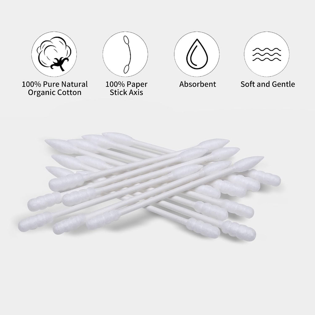 Organic Cotton Swabs Spiral Tip 400 Count Personal Care & Makeup Tools