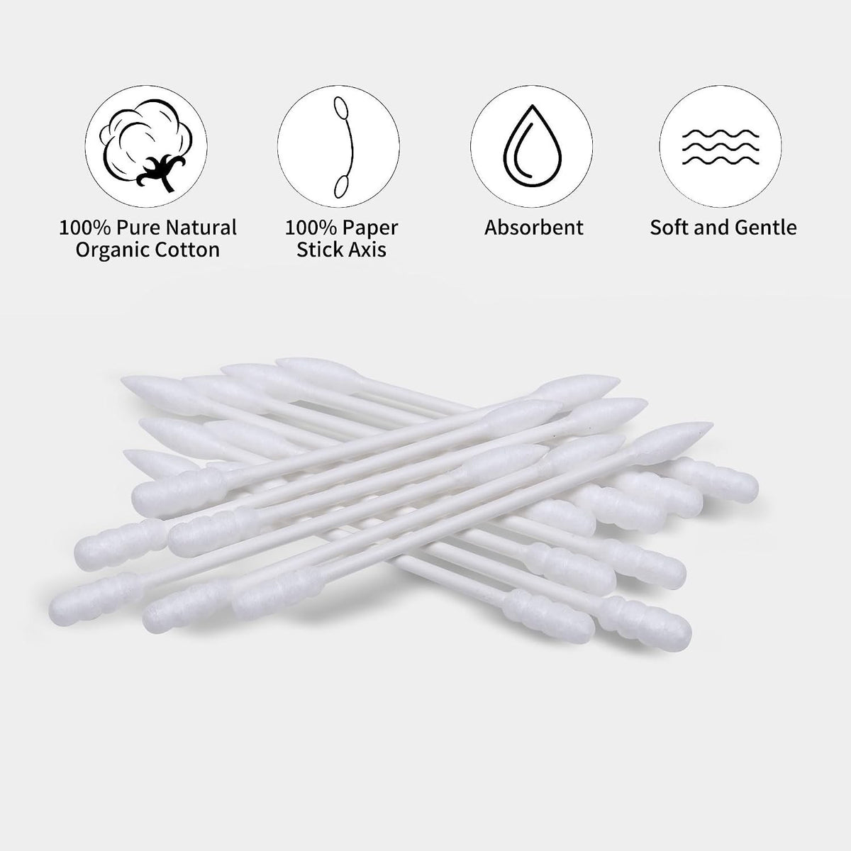 Organic Cotton Swabs Spiral Tip 400 Count Personal Care & Makeup Tools