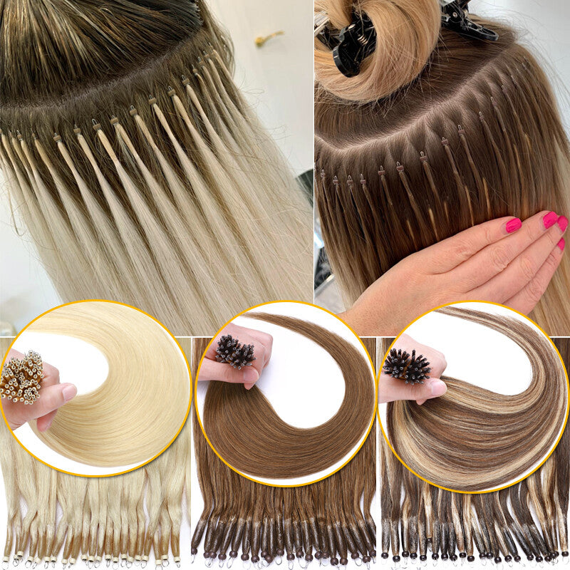 Balayage Nano Ring Hair Extensions - 100% Human Remy Beads Micro Loop