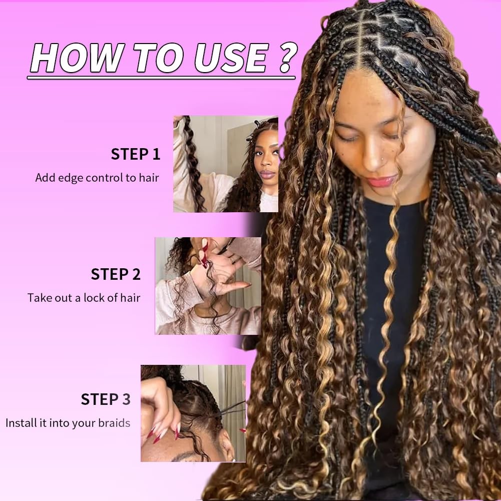 Human Braiding Hair 3 Bundles 22 Inch Curly Deep Wave Ombre 4/27
