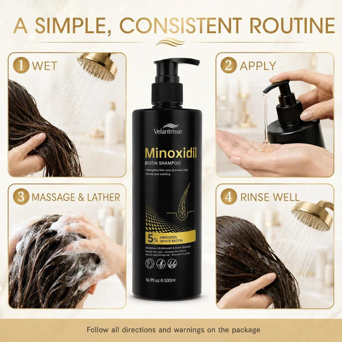 Hair Growth Shampoo with Minoxidil & Biotin for Thinning Hair - 16.9 fl oz