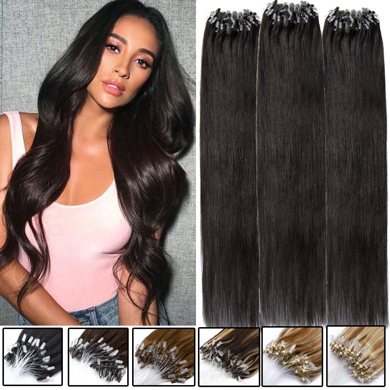Micro Loop Hair Extensions Beads Ring Tips for Human Hair - Full Head
