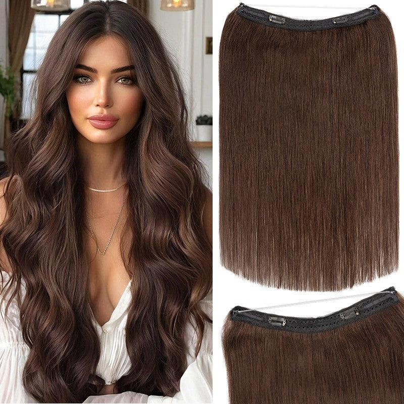 Remy Human Hair Clip-In Extensions with Invisible Wire & Clips - Thick, Natural Look