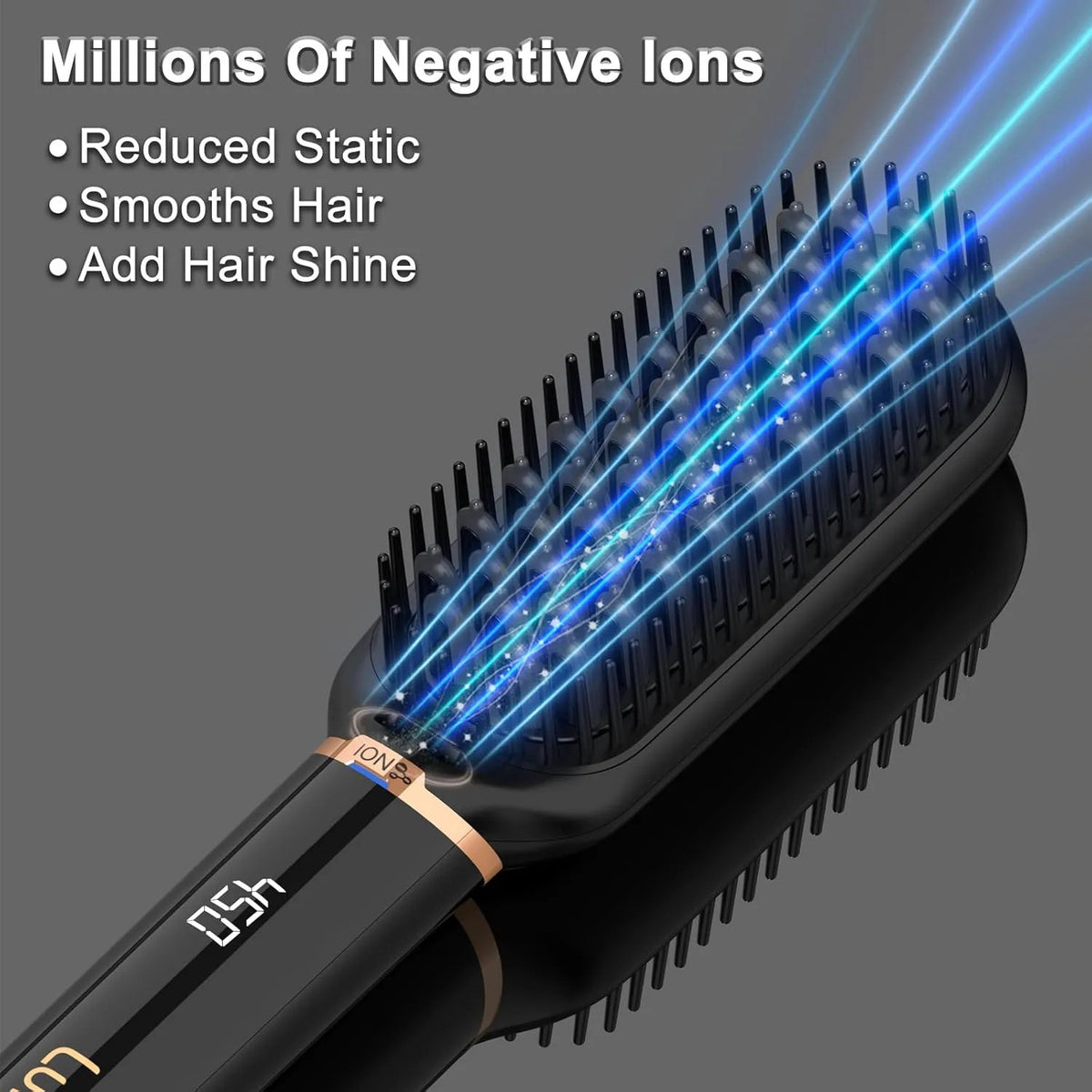Ionic Hair Straightening Brush with Dual Voltage & 6 Heat Settings