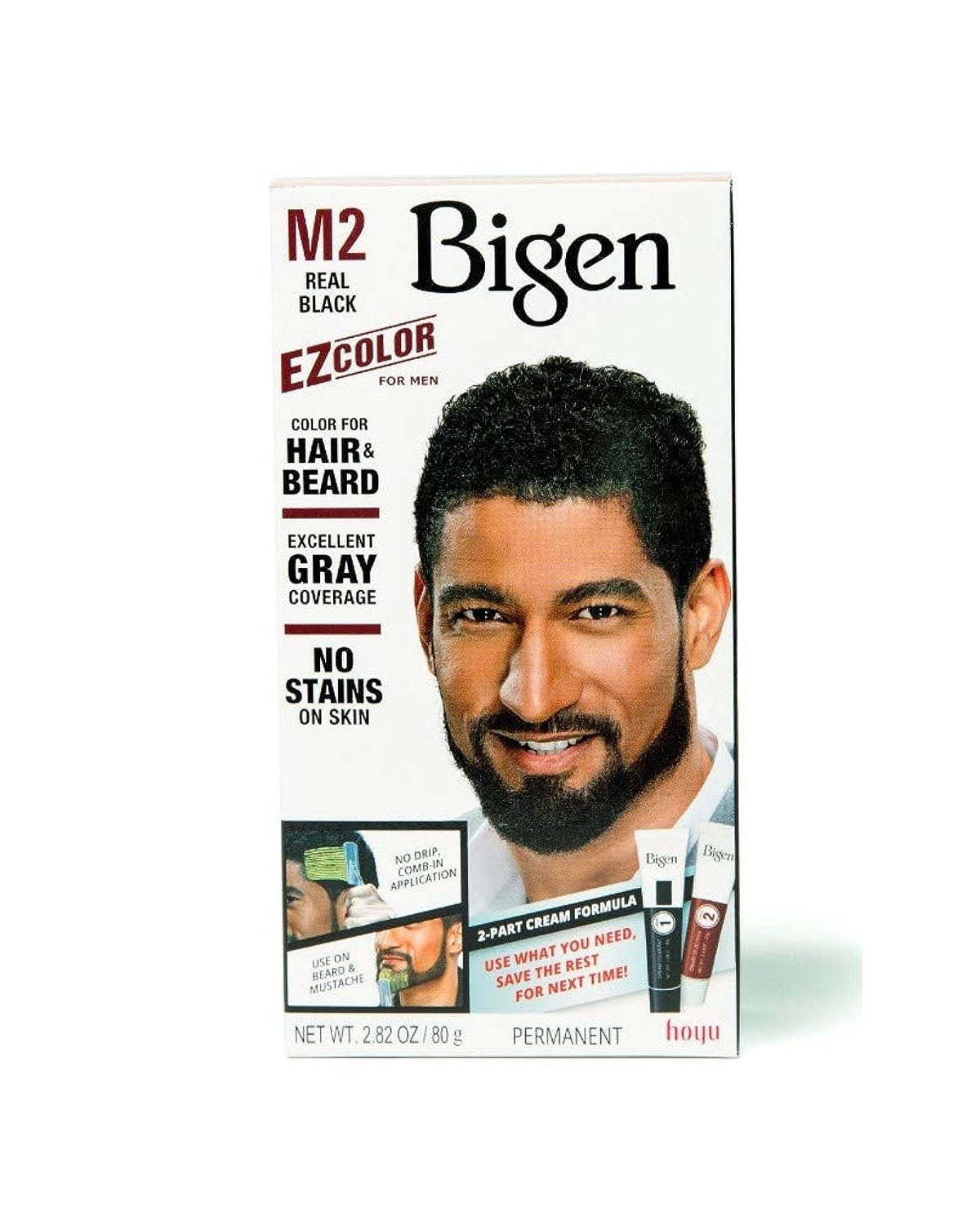 (3 Pack) Bigen EZ Color for Men - Real Black Permanent Hair Dye Kit with Aloe & Olive Oil