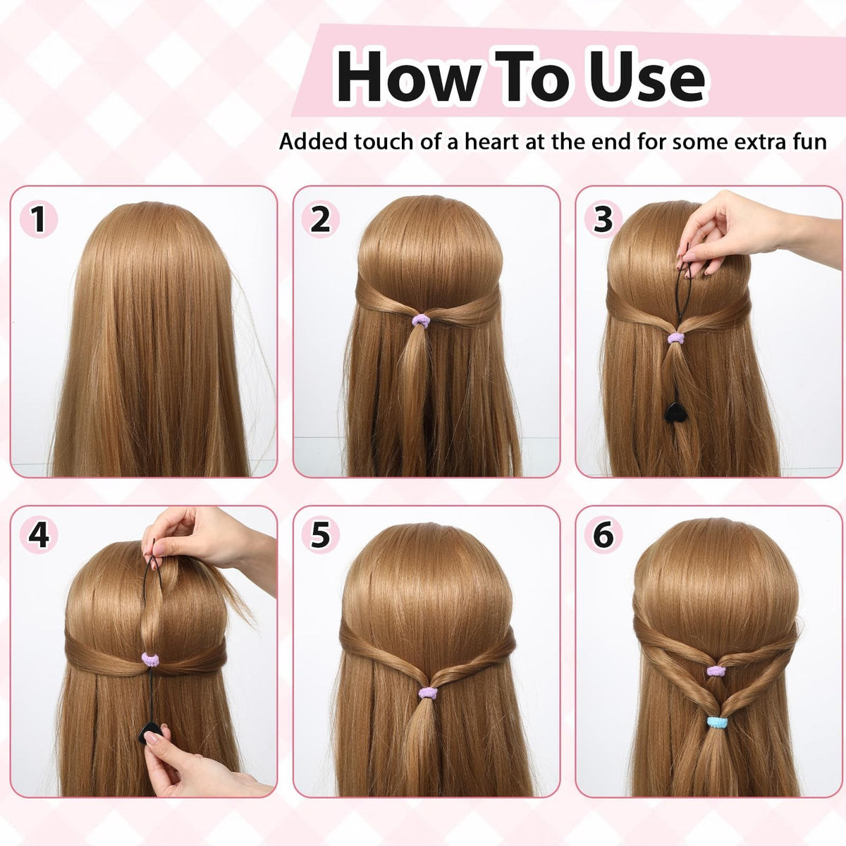12 Pcs Hair Beader Tool Set for Braids and Styling - Black Heart-Shaped Beaders for Girls & Women