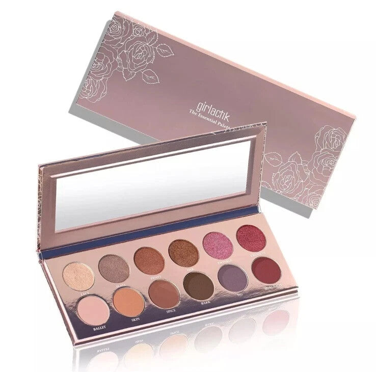 12-Color Eye Shadow Palette with Matte & Metallic Shades - Long Wear Makeup