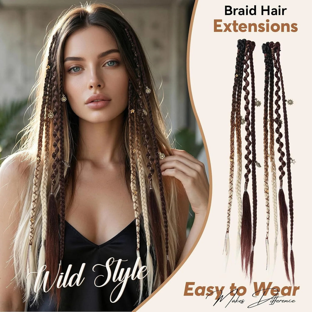 16-Inch Clip-In Dreadlocks Hair Extensions for Women - Natural Look