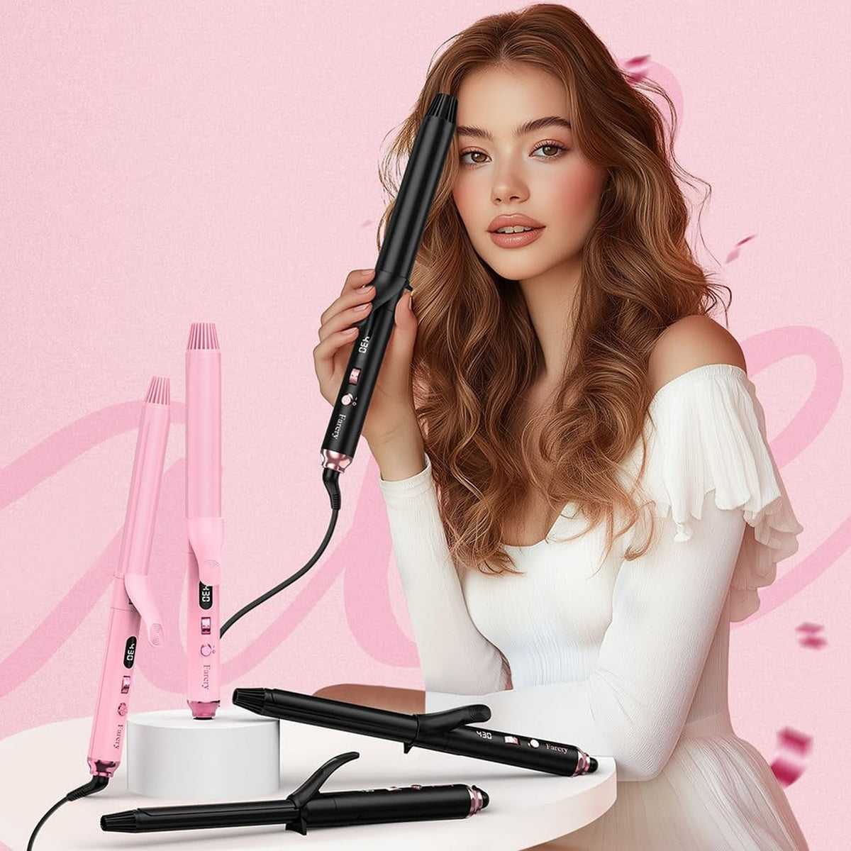 Long Barrel Curling Iron 1.25 Inch for Thin Hair with Adjustable Temp