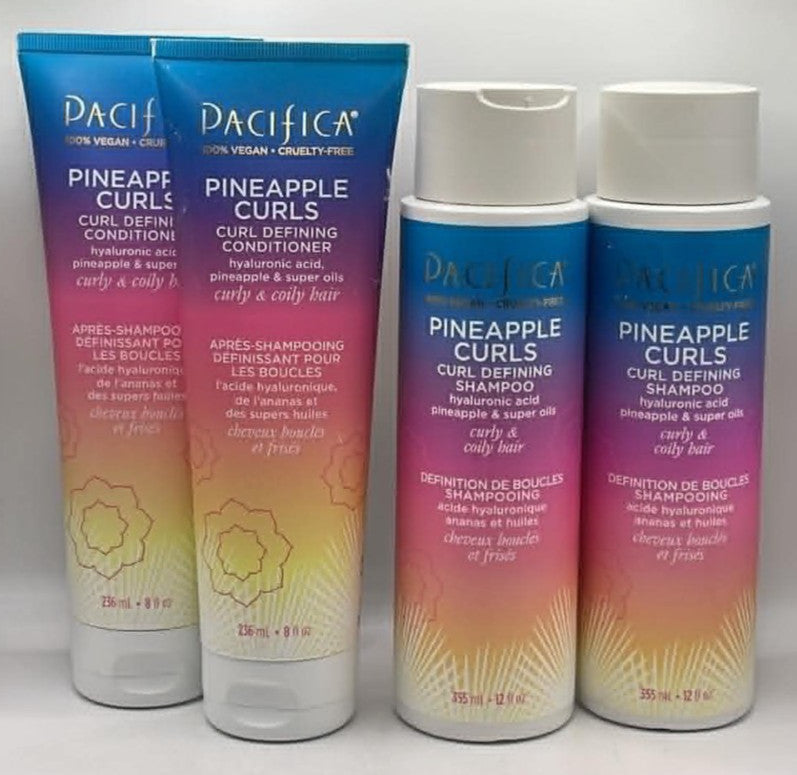 4-Piece Pineapple Curls Shampoo & Conditioner Set for Curly Hair