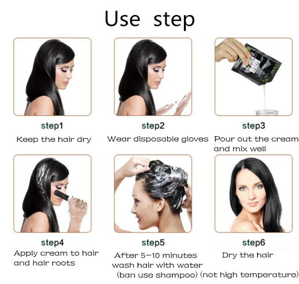 Herbal Hair Dye Shampoo 3 in 1 Black Hair Color & Dandruff Treatment - Pack of 20 Bags