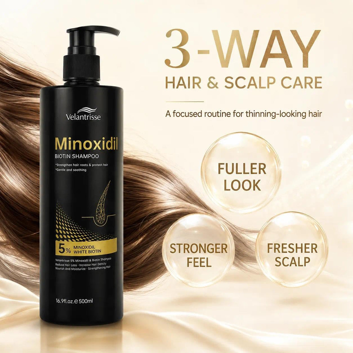 Hair Growth Shampoo with Minoxidil & Biotin for Thinning Hair - 16.9 fl oz