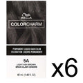 Wella Color Charm Light Ash Brown Permanent Hair Dye Liquid Pack of 6