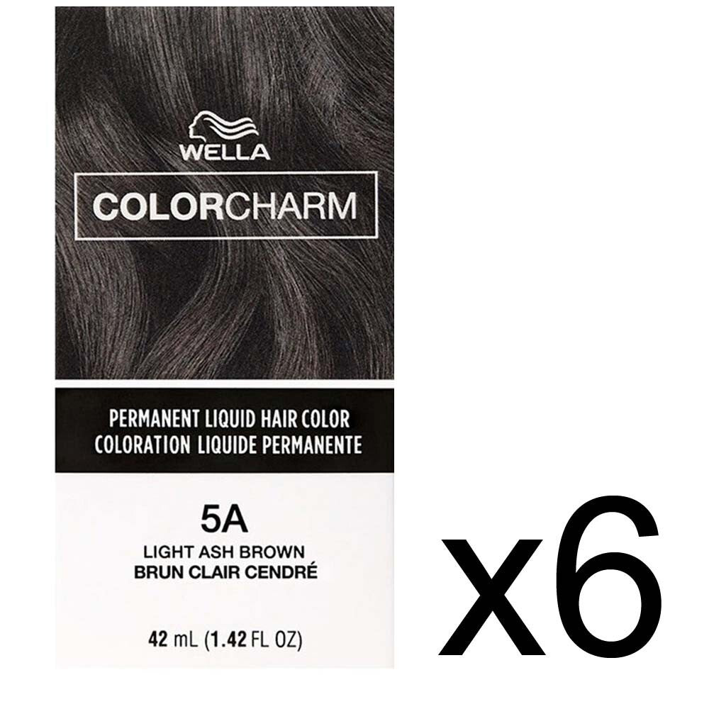 Wella Color Charm Light Ash Brown Permanent Hair Dye Liquid Pack of 6