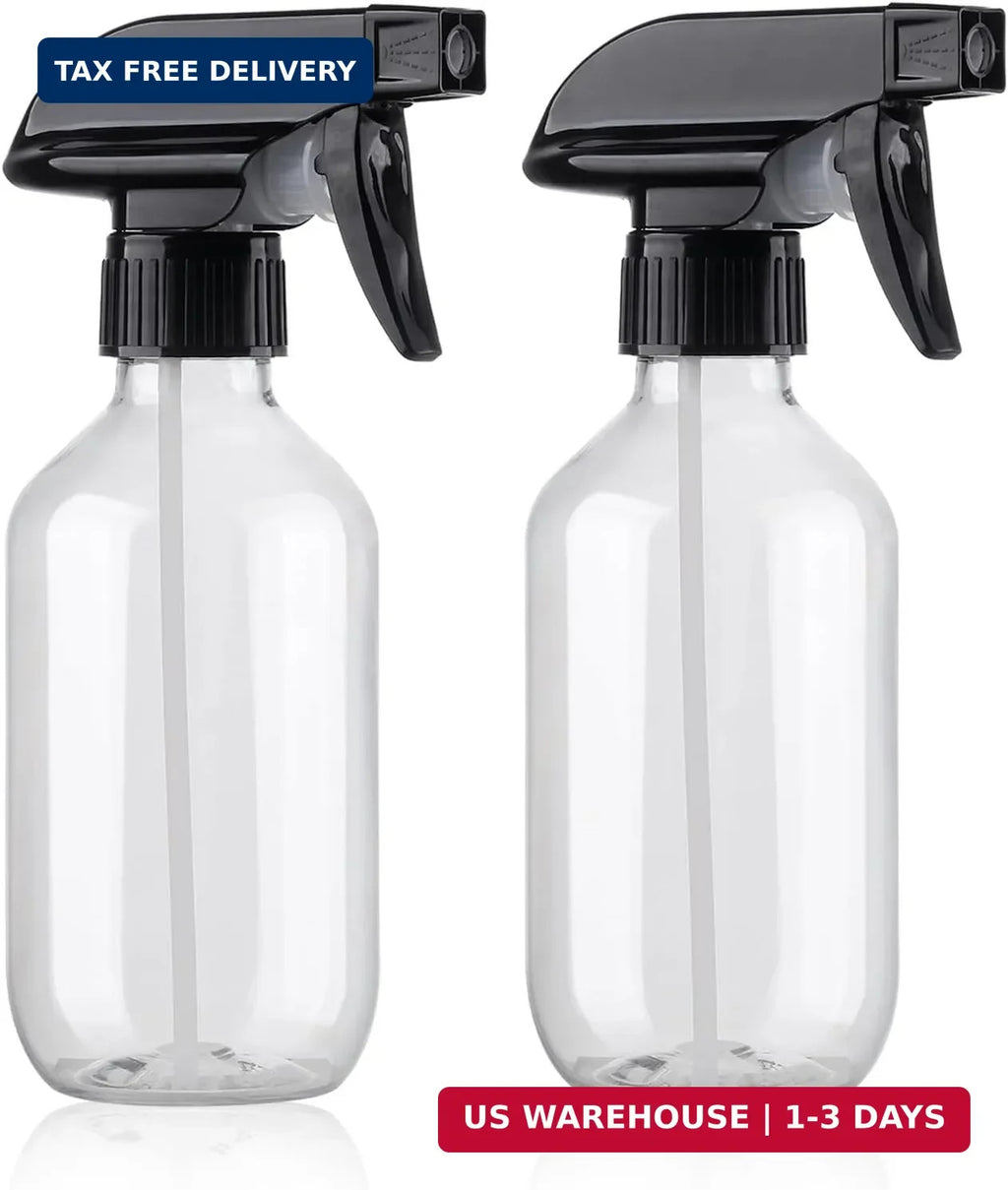 Water Spray Bottles Set - BPA-Free 10oz Plastic Refillable Mist Spray