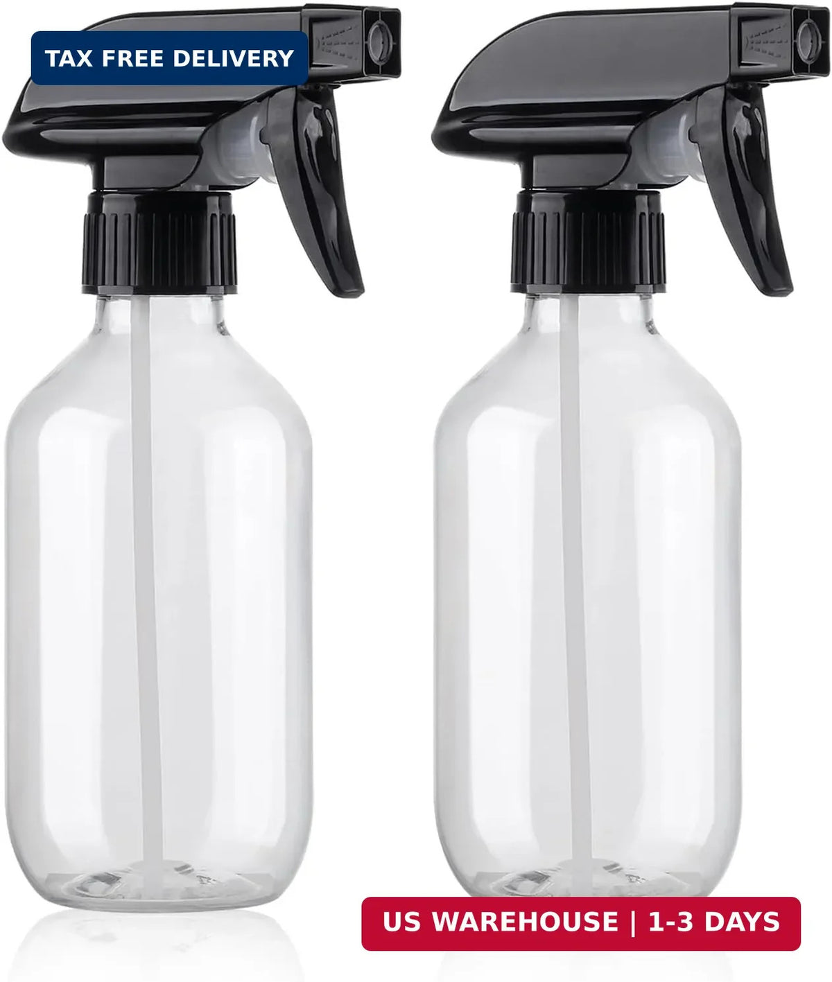 Water Spray Bottles Set - BPA-Free 10oz Plastic Refillable Mist Spray