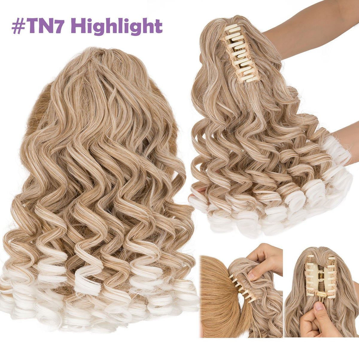12in Thick Claw Clip-In Ponytail Hair Extensions Curly Wavy Natural Synthetic