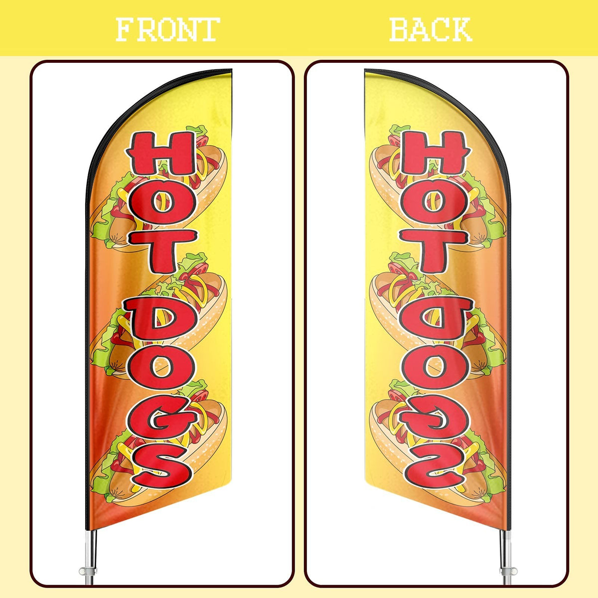11FT Windless Hot Dog Feather Flag with Flagpole Ground Stake & Bag - Outdoor Promotional Banner