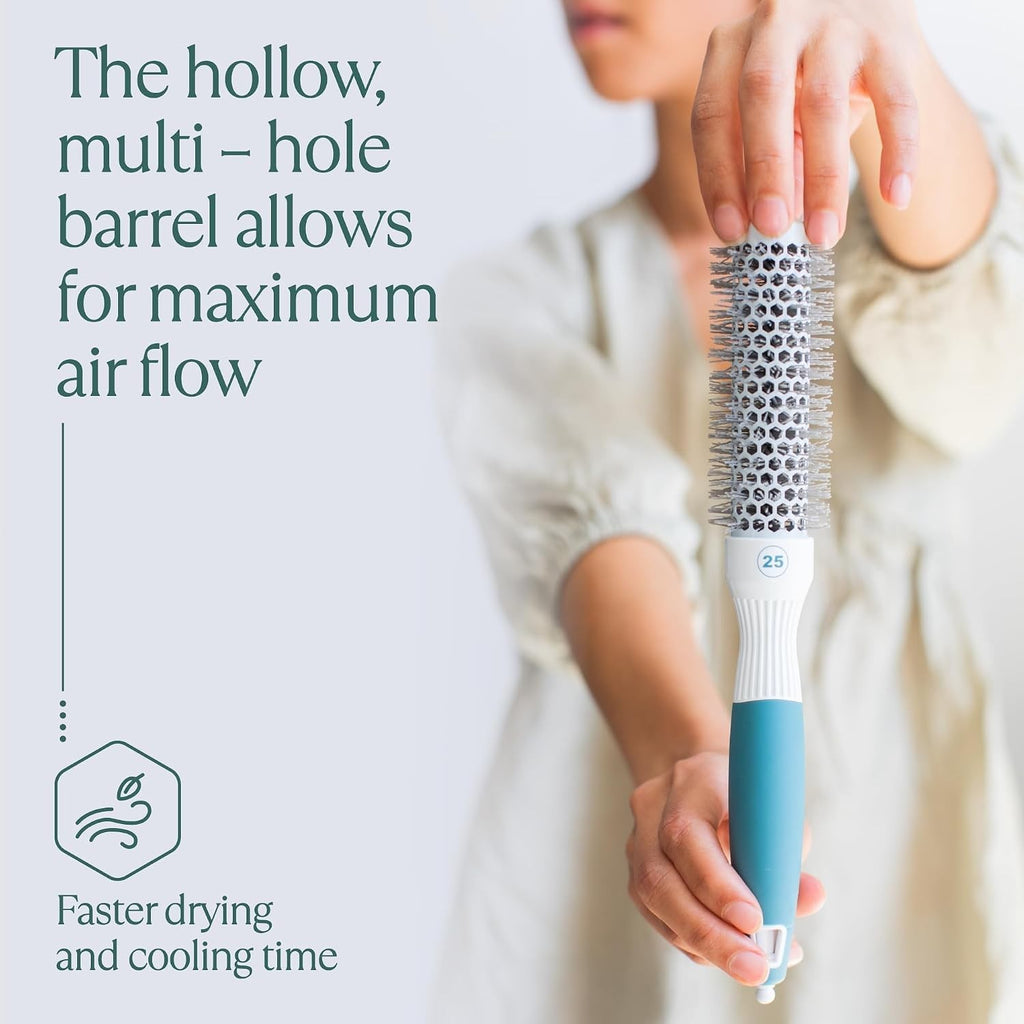 Detangling Ceramic Round Hair Brush for Shine & Volume - Ionic Bristles