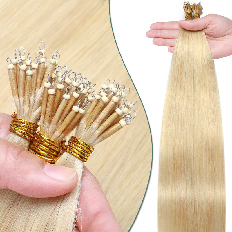Nano Ring Hair Extensions Micro Loop Link Beads Remy Human Hair Thick 16-24 Inch