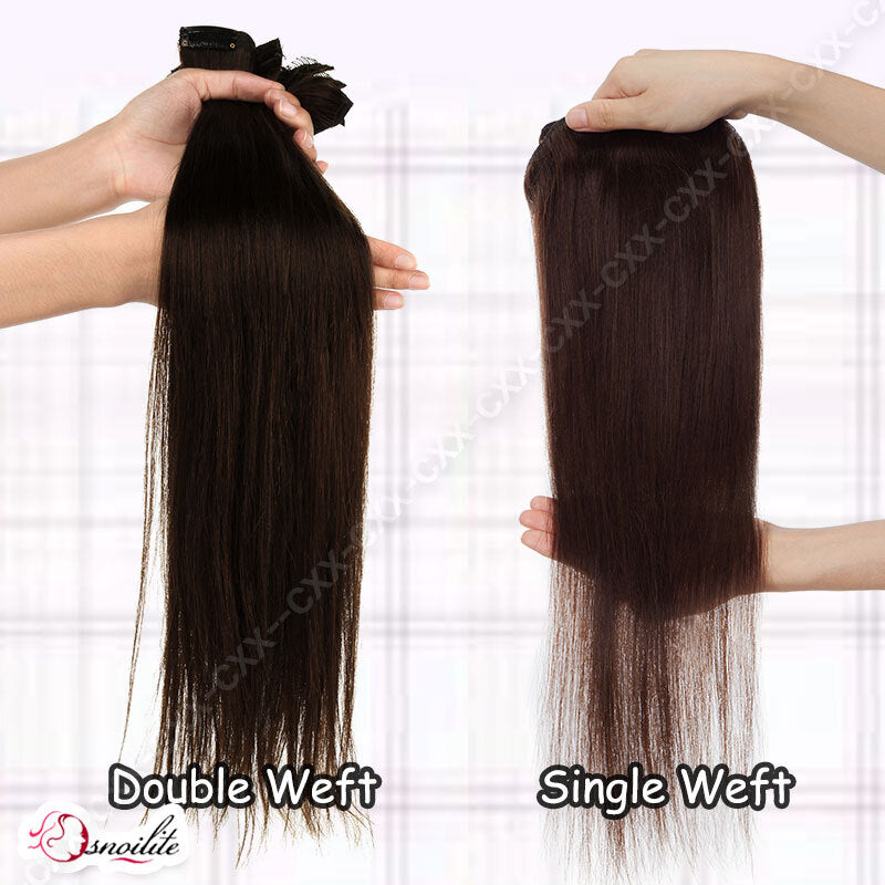 Double Weft Remy Human Hair Extensions Full Head Thick Clip-In Set