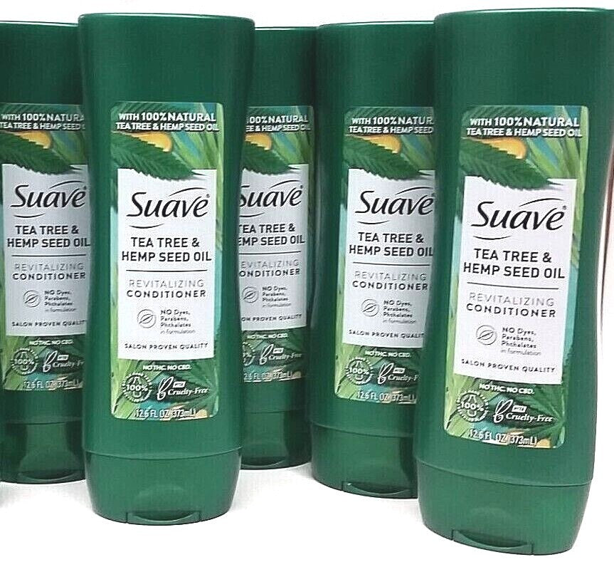 Lot of 5 Suave Tea Tree & Hemp Seed Oil Revitalizing Conditioners - 12.6 oz Each