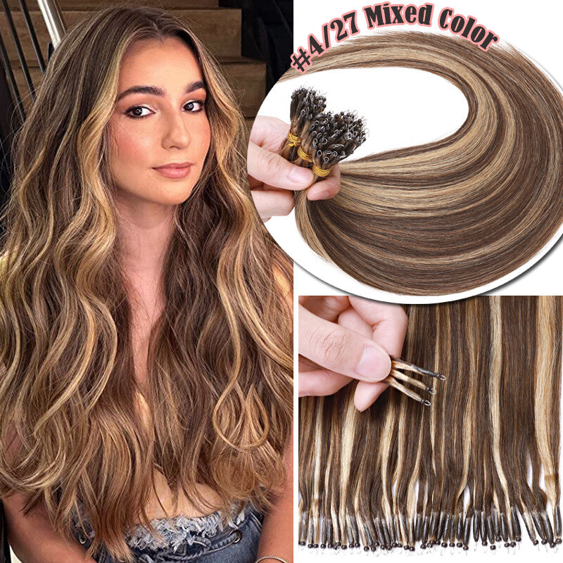150g Thick Nano Ring Human Hair Extensions with Micro Beads for Ombre Styles