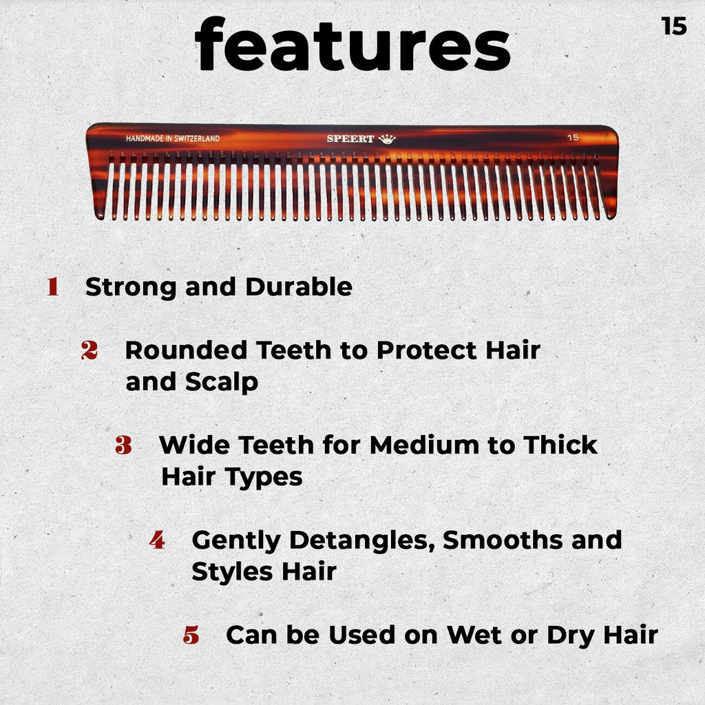 7-Inch Handmade Swiss Tortoise Shell Hair Comb - European Style #15