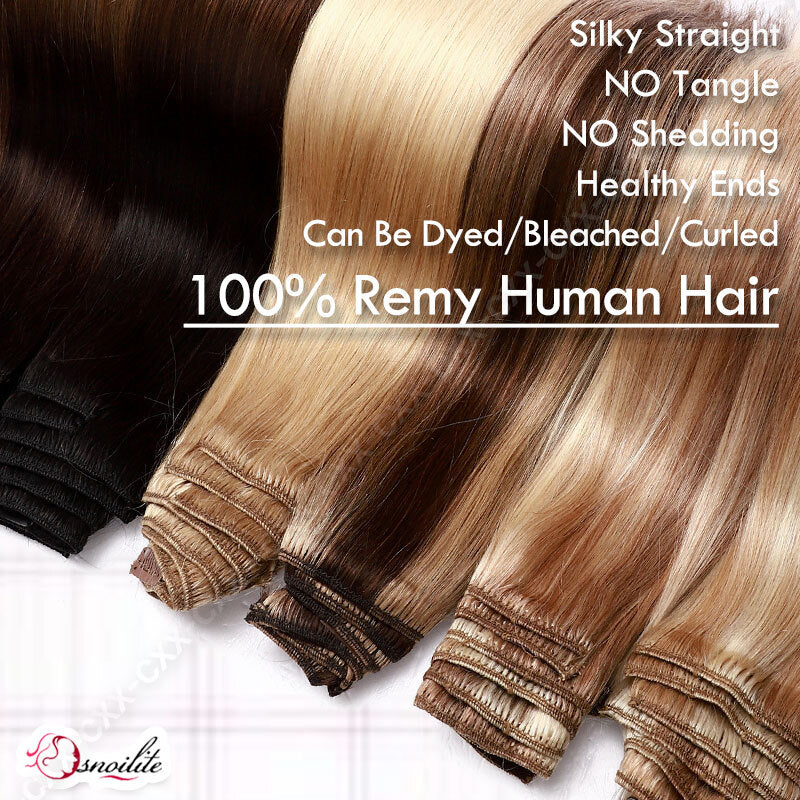 Double Weft Remy Human Hair Extensions Full Head Thick Clip-In Set