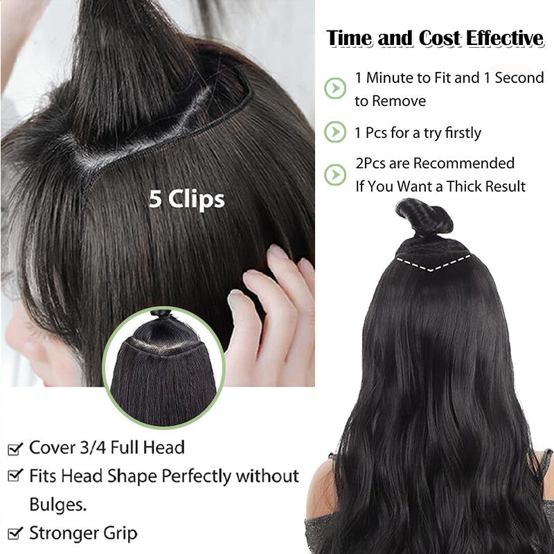 V-Shaped Clip-In Hair Extensions 100% Remy Human Hair Full Head