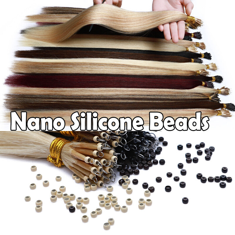 Remy Human Hair Extensions Nano Ring Bead Set - Multiple Lengths & Colors