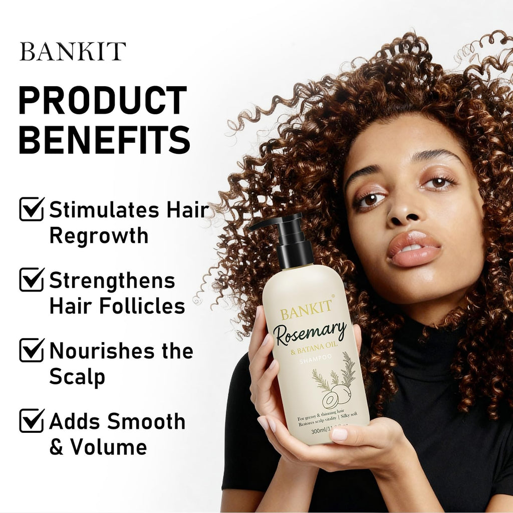Rosemary Batana Shampoo for Thinning Hair with Biotin & Keratin – Gentle Volumizing 11.8 Fl Oz