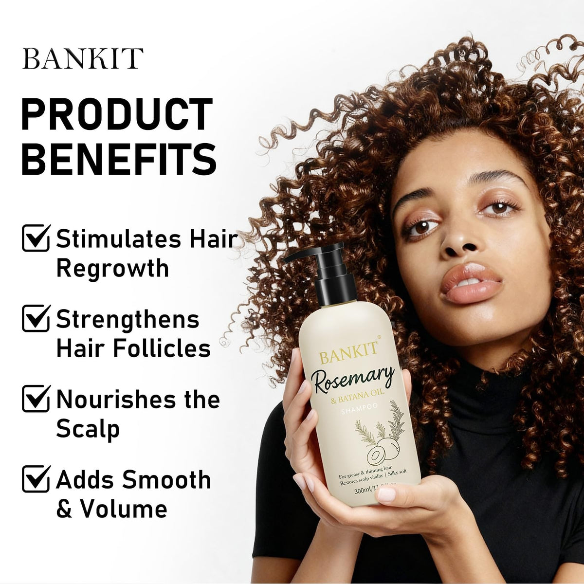 Rosemary Batana Shampoo for Thinning Hair with Biotin & Keratin – Gentle Volumizing 11.8 Fl Oz