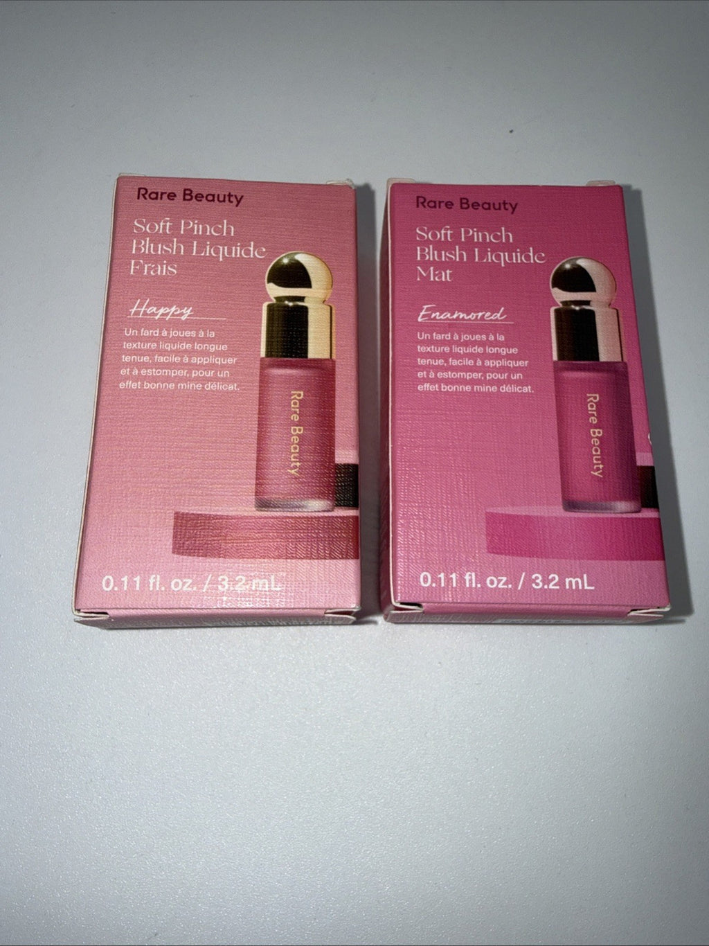 Rare Beauty Mini Soft Pinch Dewy Liquid Blush Duo – Enamored & Happy, 0.11oz Each