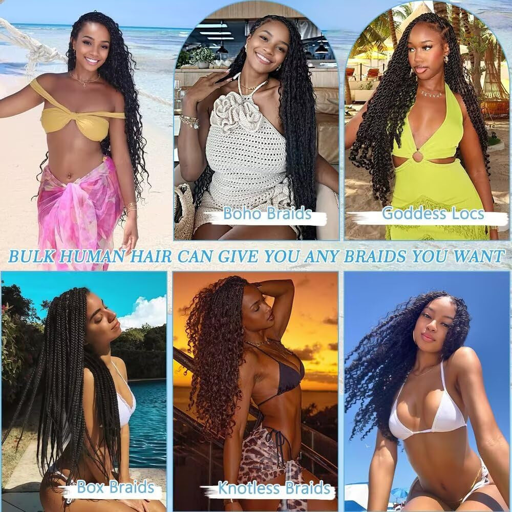 Deep Wave Human Braiding Hair 150g 6 Bundles 20 Inch for Boho Braids