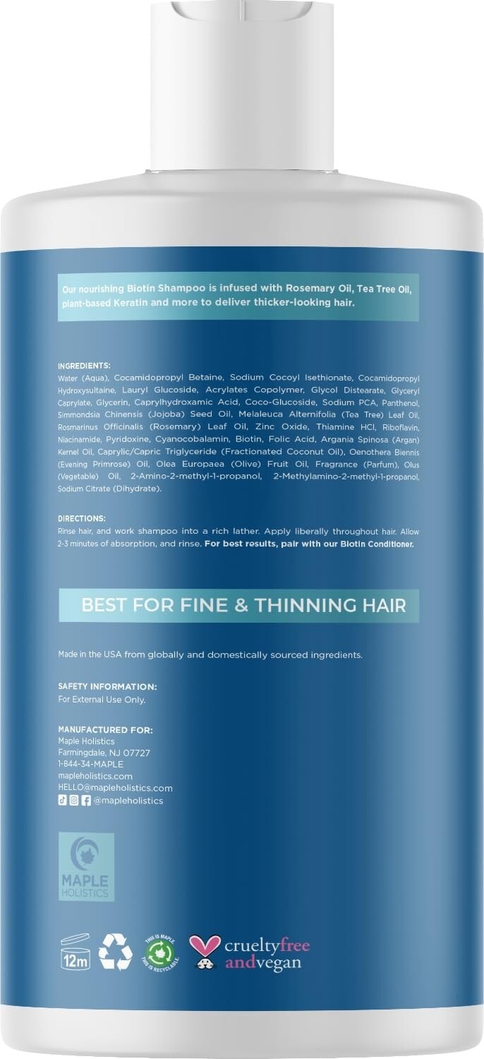Volumizing Biotin Shampoo for Thinning Hair with Rosemary & Essential Oils - 16 Fl Oz
