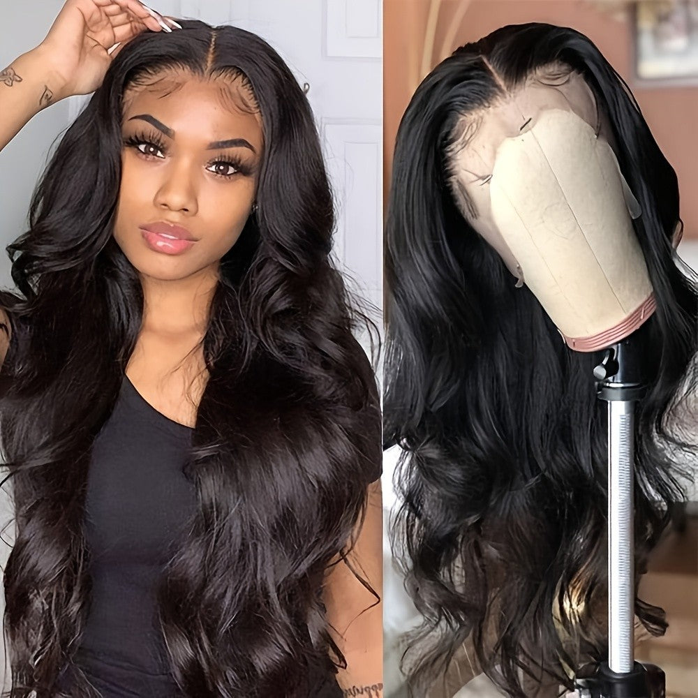 Women Black Long Loose Wave Lace Front Wig Glueless Synthetic Hair