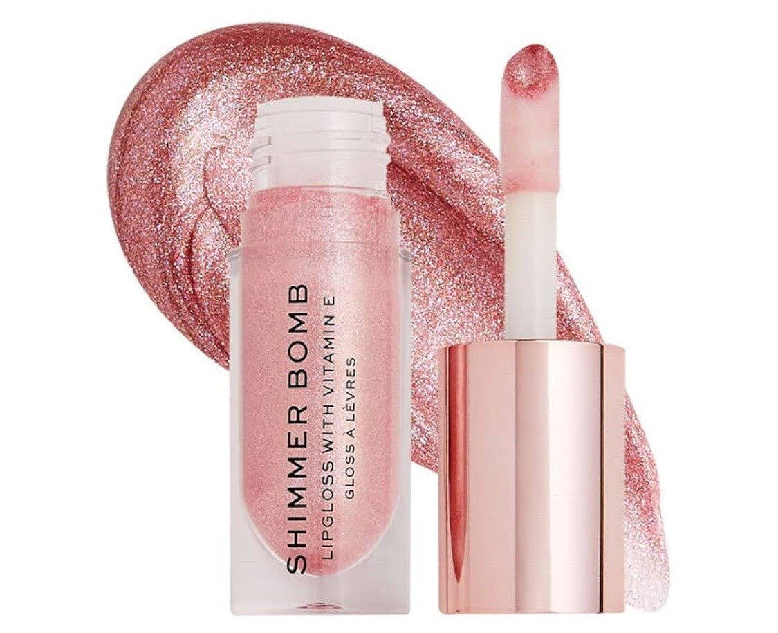 Plumping Lip Gloss - Shimmer Bomb by Makeup Revolution, Glimmer Nude, 0.17oz