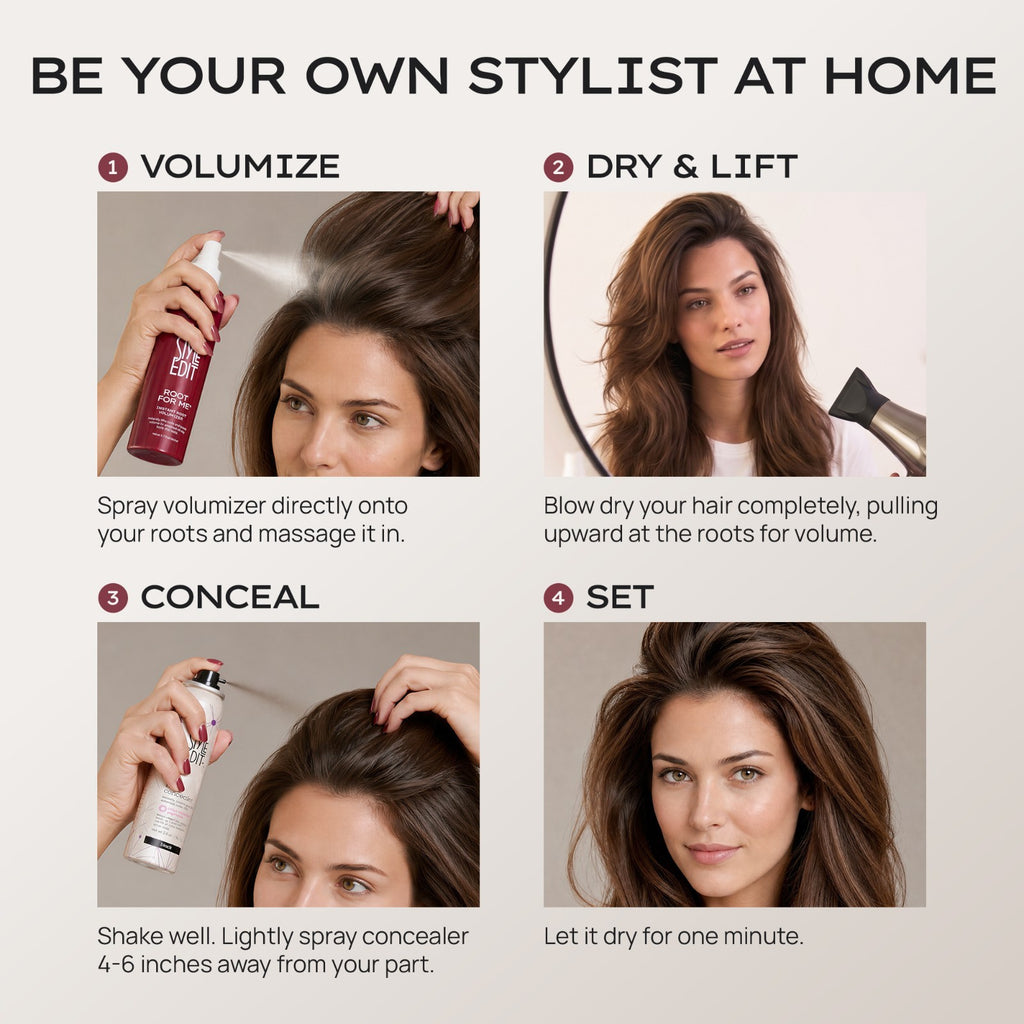 Root Concealer & Volumizing Spray Bundle for Gray Cover & Fuller Hair