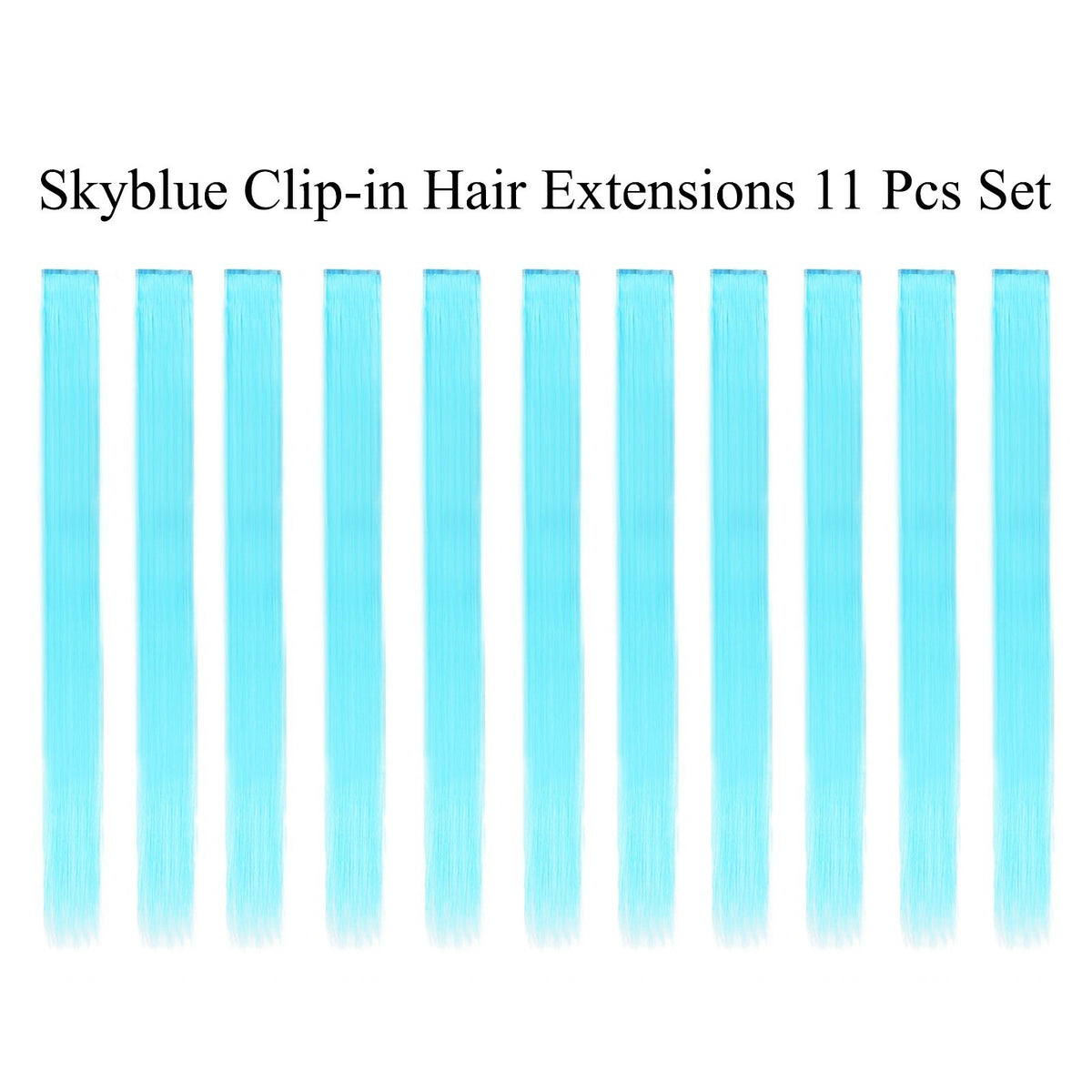 11 Pcs Clip-In Synthetic Hair Extensions - 21 Inch Colorful Straight Hair for Party & Cosplay