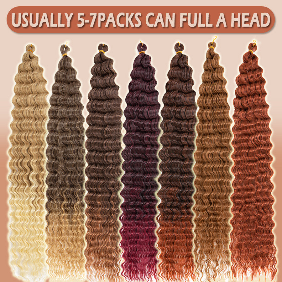 Long Boho Crochet Water Wave Braid Hair Extensions - Curly Synthetic Hair