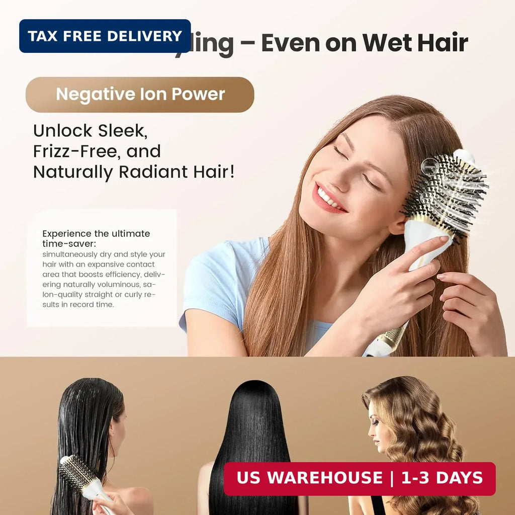 1000W 4-in-1 Dual Voltage Hair Dryer with Ionic Brush - Salon Results
