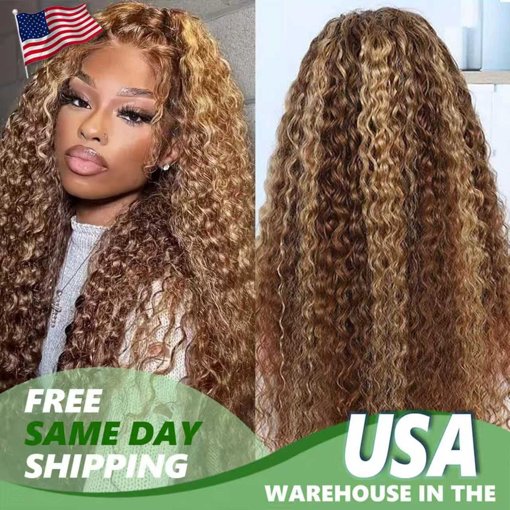 Brazilian Virgin Water Wave Lace Wigs 200% Density Ombre 1B/30 Seamless Hairpiece