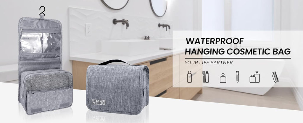 Large Waterproof Travel Toiletry Bag with Hanging Organizer for Men Women