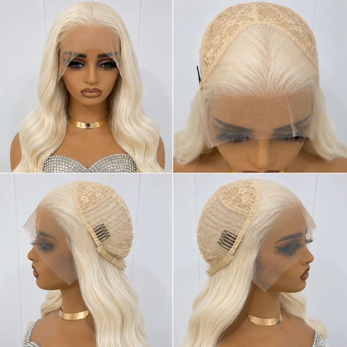 Long Wavy Synthetic Lace Front Wig - Bleach Blonde Daily Wear