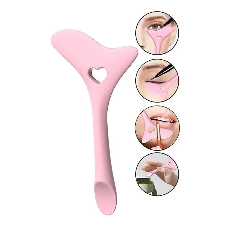Multi-Functional Silicone Makeup Tool with Eyeliner, Lipstick, Eyebrow, and Eye Shadow Application Aids