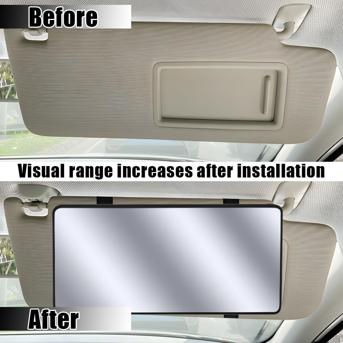 Car Sun Visor Vanity Mirror with Makeup Reflection, Easy Installation